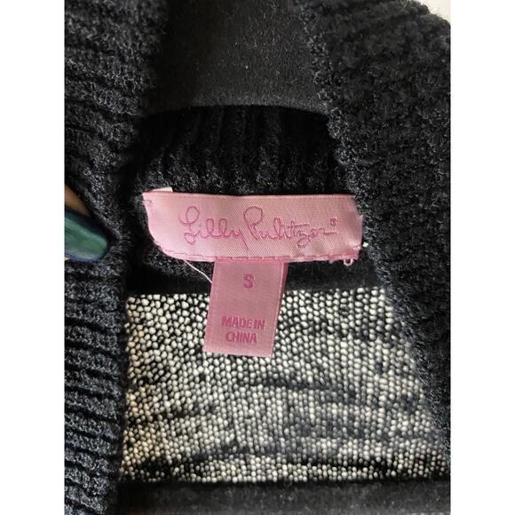 Lilly Pulitzer Women's Small Amalie Open Front Cardigan Black Lightweight Basic - Picture 2 of 5